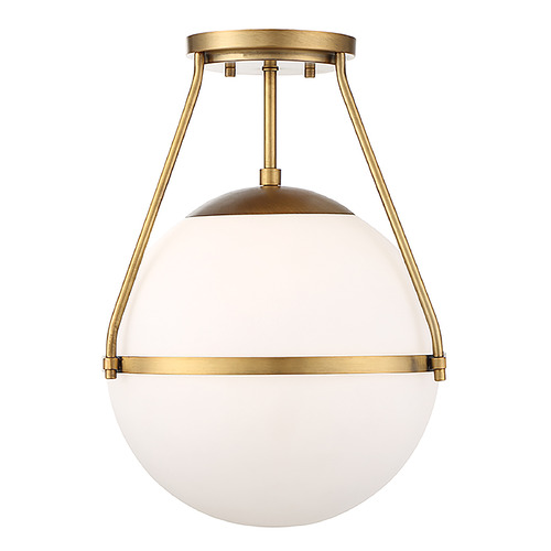 Meridian 1-Light Semi-Flush Mount in Natural Brass by Meridian M60054NB