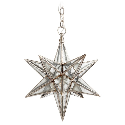 Visual Comfort Signature Collection E.F. Chapman Moravian Star Lantern in Silver Leaf by Visual Comfort Signature CHC5211BSLAM