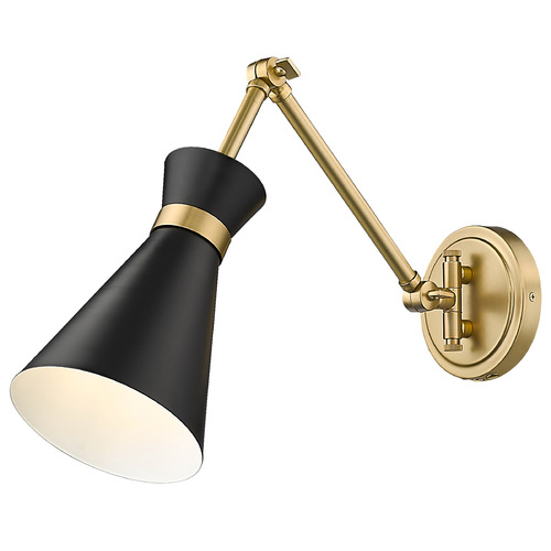 Z-Lite Soriano Modern Gold & Matte Black Plug and Cord Wall Lamp