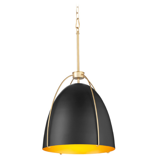 Jamie Matte Black & Aged Brass Pendant with by Quorum Lighting