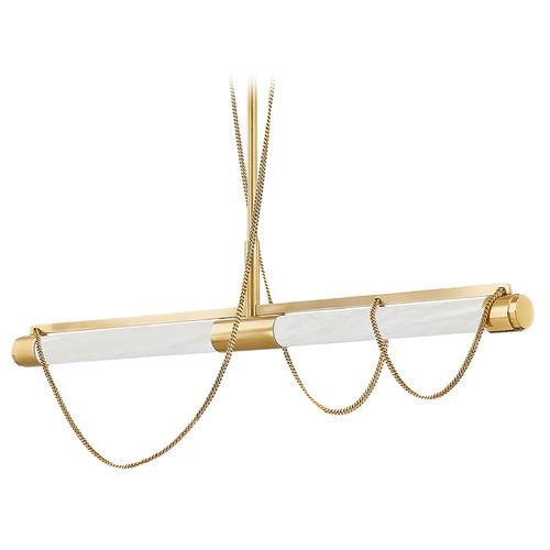 Corbett Lighting Lariat Vintage Brass LED Island Light with Cylindrical Shade