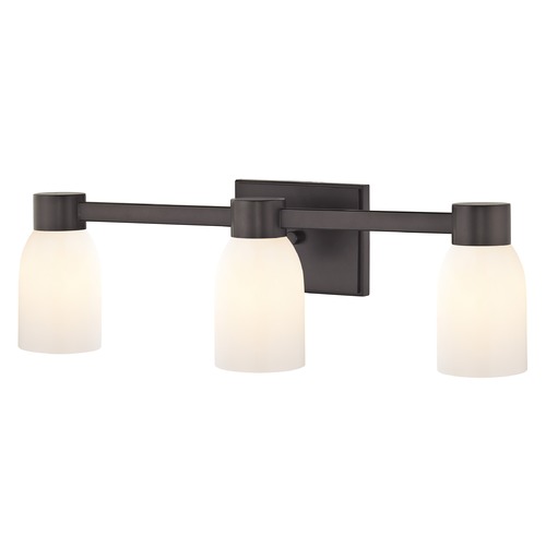 Design Classics Lighting 3-Light White Glass Bathroom Vanity Light Bronze 2103-220 GL1028D