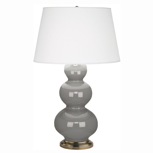 Robert Abbey Lighting Robert Abbey Lighting Triple Gourd Smokey Taupe / Antique Natural Brass Table Lamp with Empire Shade 319X