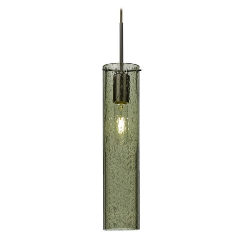 Green Seeded Glass Mini-Pendant Light Bronze Juni by Besa Lighting
