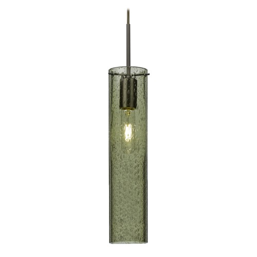 Besa Lighting Green Seeded Glass Mini-Pendant Light Bronze Juni by Besa Lighting 1JT-JUNI16MS-BR