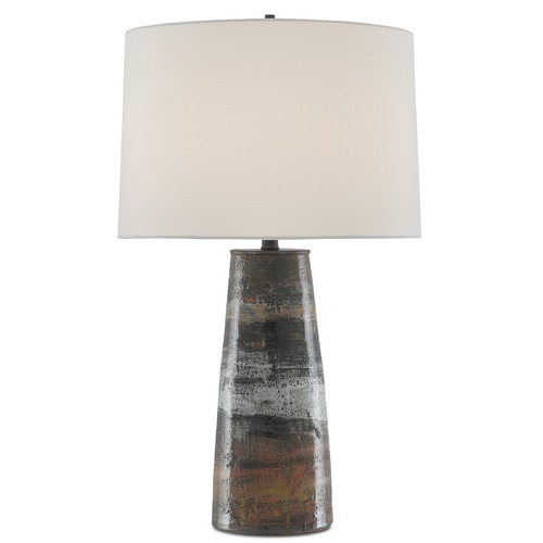 Currey and Company Lighting Currey and Company Zadoc Terracotta / Natural / Cloud / Black Table Lamp with Drum Shade 6000-0571