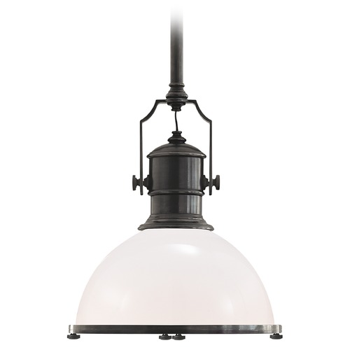 Visual Comfort Signature Collection E.F. Chapman Country Industrial Pendant in Bronze by Visual Comfort Signature CHC5136BZWG