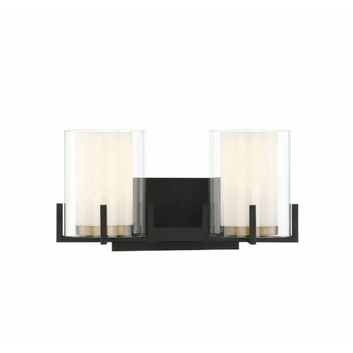 Eaton 2-Light Vanity Light in Matte Black & Warm Brass by Savoy House