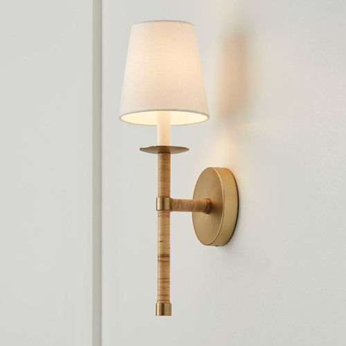 Tulum 18-Inch Rattan Wall Sconce in Matte Brass by Capital Lighting