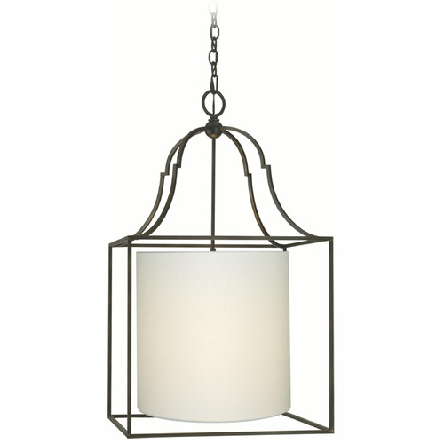 Visual Comfort Signature Collection Visual Comfort Signature Collection Gustavian Aged Iron Pendant Light with Cylindrical Shade CHC2167AI-L