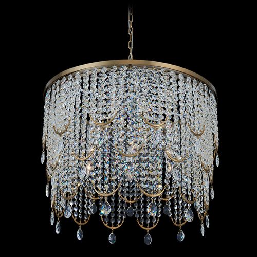 Allegri Lighting Allegri Crystal Vezzo Winter Brass Pendant Light with Drum Shade 039656-044-FR001