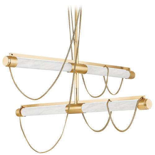 Corbett Lighting Lariat Vintage Brass LED Island Light with Cylindrical Shade