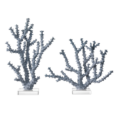 Currey and Company Blue Coral Blue & Clear Sculpture