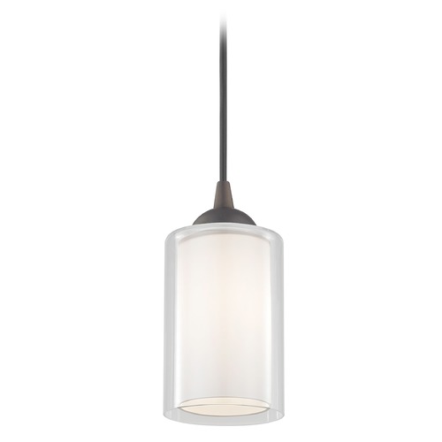 Design Classics Lighting Gala Mini Pendant in Bronze with Frosted and Clear Cylinder Glass 582-220 GL1061 GL1040C