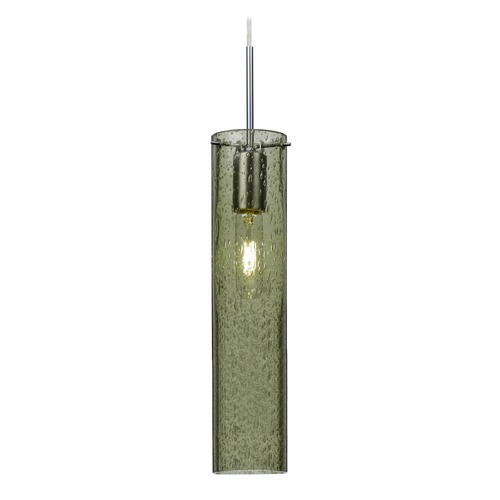 Besa Lighting Green Seeded Glass Mini-Pendant Light Satin Nickel Juni by Besa Lighting 1JT-JUNI16MS-SN