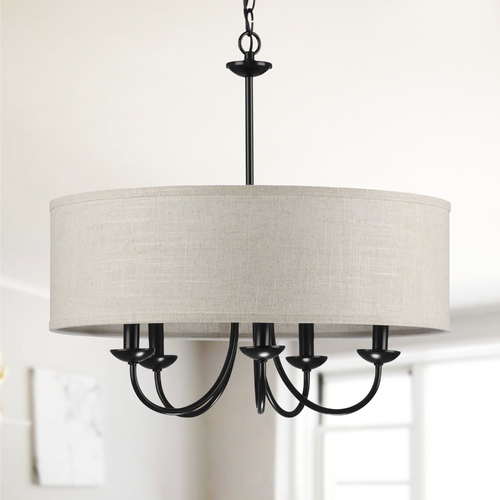 Progress Lighting Drum Shade Black Chandelier by Progress Lighting P400193-031