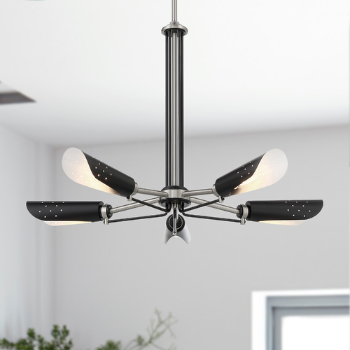 George Kovacs Lighting Turbine 5-Light Chandelier in Brushed Nickel & Coal by George Kovacs P1695-691