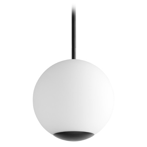 Terra 12-Inch Opal Globe Pendant in Black by Oxygen Lighting