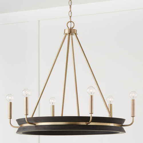 Capital Lighting Finn Chandelier in Black Stain & Matte Brass by Capital Lighting 447361KR