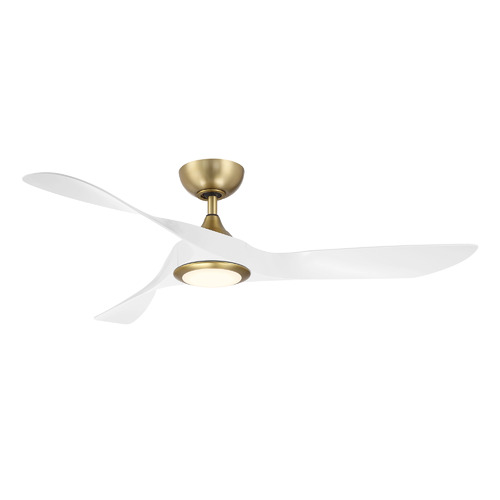 WAC Lighting Swirl 54-Inch LED Fan in Soft Brass & Matte White by WAC Lighting F-074L-SB&MW