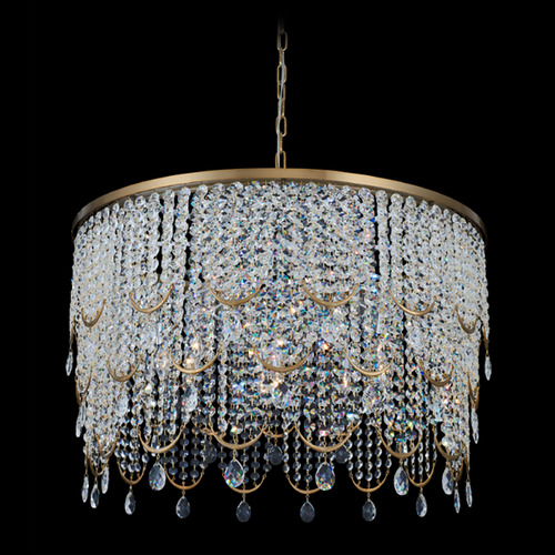 Allegri Crystal Vezzo Winter Brass Pendant Light with Drum Shade