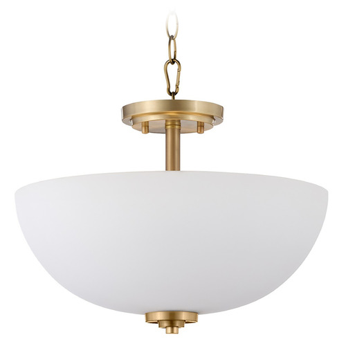 Quorum Lighting Adams Aged Brass Pendant Light with Bowl / Dome Shade