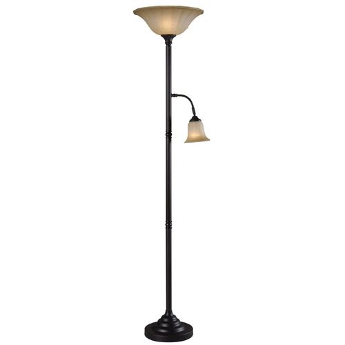 Kenroy Home Lighting Torchiere Lamp with Amber Glass in Golden Bronze Finish 32264GBRZ
