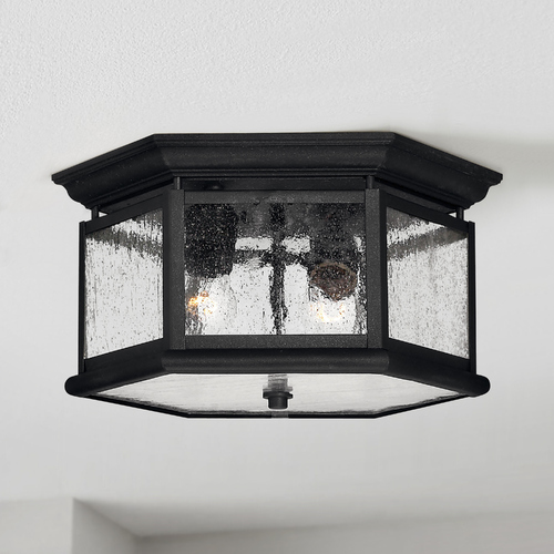 Hinkley Seeded Glass Close to Ceiling Light Black Hinkley 1683BK