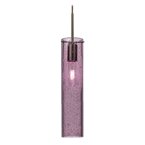 Besa Lighting Purple Seeded Glass Mini-Pendant Light Bronze Juni by Besa Lighting 1JT-JUNI16PL-BR