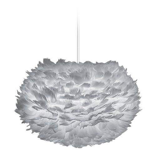 UMAGE UMAGE White Pendant Light with Grey Feather Shade 3009_4009