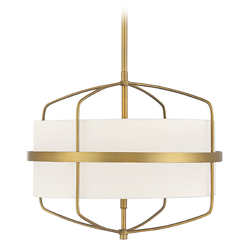 Meridian 16.25-Inch Wide Fabric Pendant in Natural Brass by Meridian M70101NB
