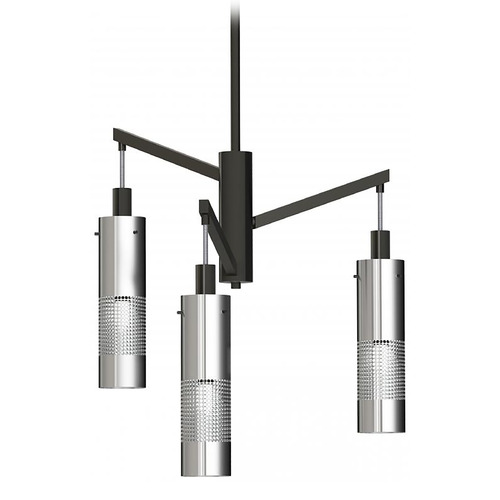 George Kovacs Lighting George Kovacs Grid 3 Coal & Brushed Nickel Mini-Chandelier P1593-691