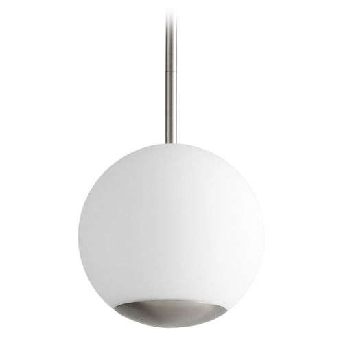 Terra 10-Inch Opal Globe Pendant in Satin Nickel by Oxygen Lighting