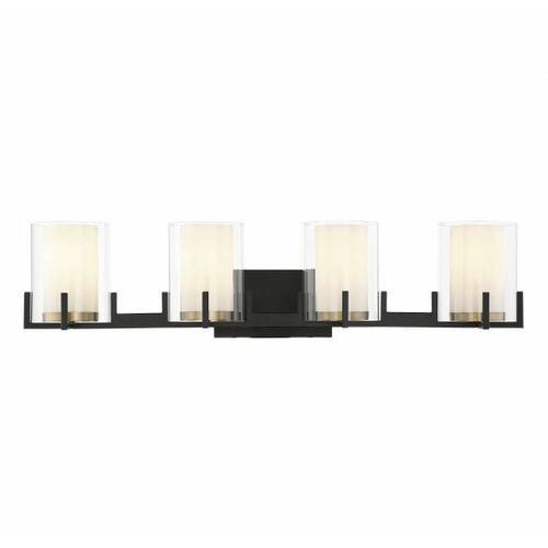 Eaton 4-Light Vanity Light in Matte Black & Warm Brass by Savoy House