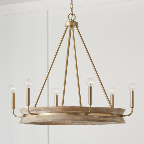 Finn Chandelier in White Wash & Matte Brass by Capital Lighting