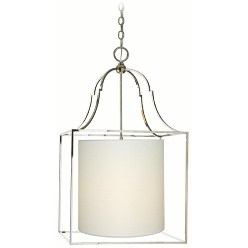 Visual Comfort Signature Collection Visual Comfort Signature Collection Gustavian Polished Nickel Pendant Light with Cylindrical Shade CHC2167PN-L