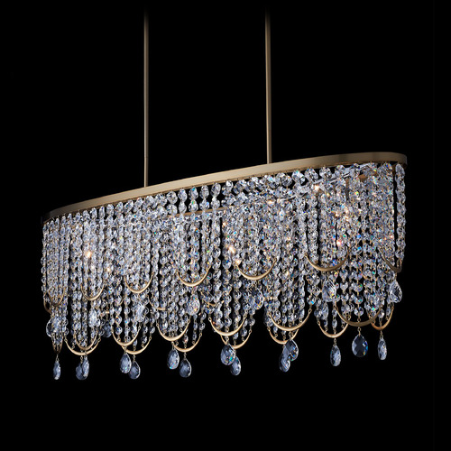 Allegri Crystal Vezzo Winter Brass Island Light with Oval Shade