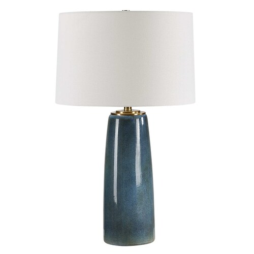 The Uttermost Company Submerged Deep Blue & Antique Brass Table Lamp with Empire Shade