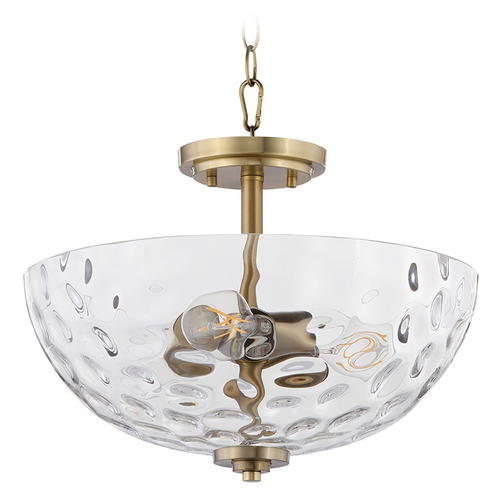 Quorum Lighting Adams Aged Brass Pendant Light with Bowl / Dome Shade