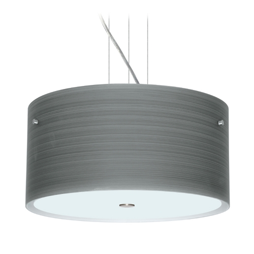 Besa Lighting Modern Pendant Light Grey Glass Satin Nickel by Besa Lighting 1KV-4008TN-SN