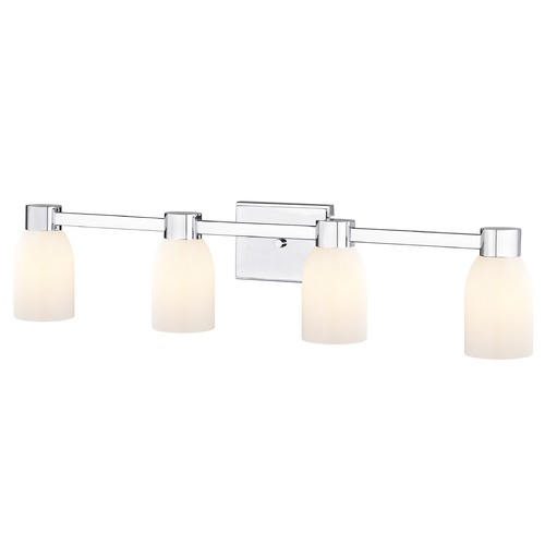 Design Classics Lighting 4-Light White Glass Bathroom Vanity Light Chrome 2104-26 GL1028D