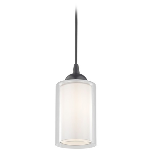 Design Classics Lighting Design Classics Gala Fuse Matte Black Cord Hung Mini-Pendant with Double Glass Shade 582-07  GL1061 GL1040C