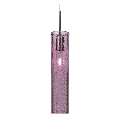 Purple Seeded Glass Mini-Pendant Light Satin Nickel Juni by Besa Lighting