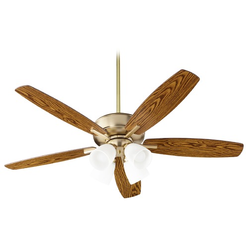 Breeze Aged Brass LED Ceiling Fan with Light by Quorum Lighting