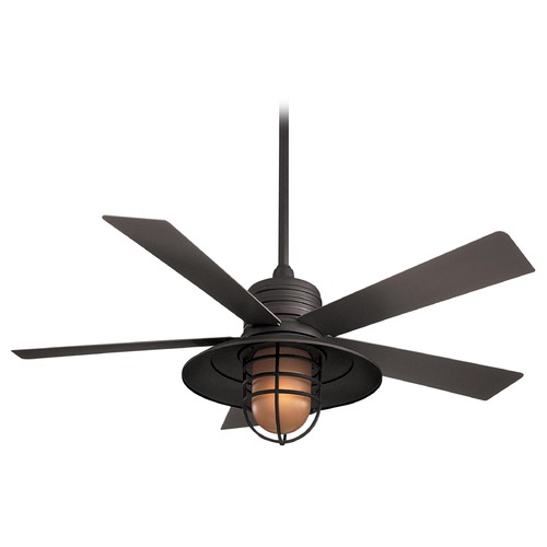 Minka Aire Rainman 54-Inch LED Fan in Oil Rubbed Bronze with Vintage Amber Glass F582L-ORB