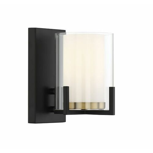 Eaton 1-Light Wall Sconce in Matte Black & Warm Brass by Savoy House