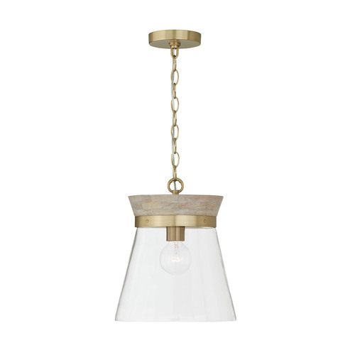 Capital Lighting Finn 12-Inch Pendant in White Wash & Matte Brass by Capital Lighting 347311WS