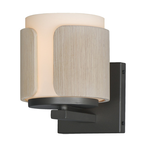 Maxim Lighting Draughtsman Natural Whitewashed Oak & Charcoal Sconce