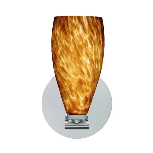 Besa Lighting Modern Sconce Wall Light Amber Glass Polished Nickel by Besa Lighting 1SX-719818-PN