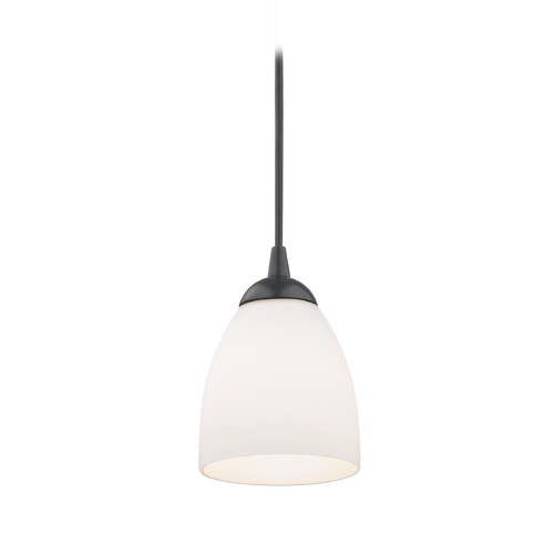 Black Mini-Pendant Light with White Bell Glass